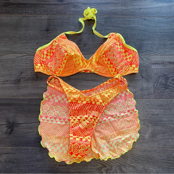 Vintage Venus thong bikini 3 piece set shimmery vintage swim wear - Picture 3 of 14